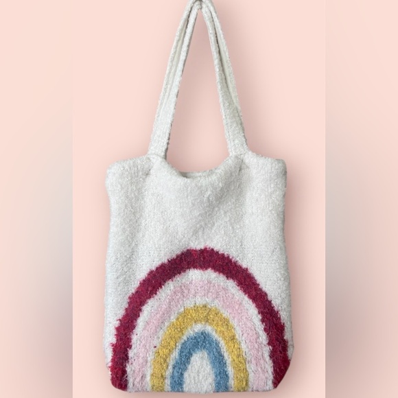 Free People Cream Tote with Rainbow Pattern - Picture 1 of 6